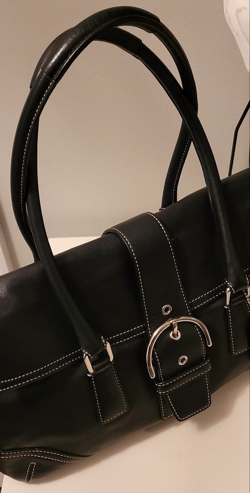 Coach Black Leather Satchel with Silver Hardware - Picture 2 of 16